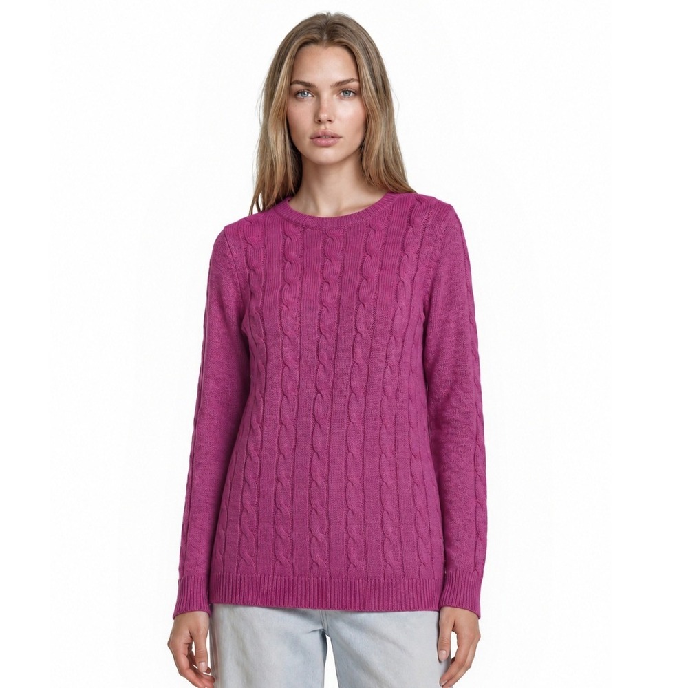 Lauren Ralph Lauren Cable Knit Sweater Women's Size Large Petite LP Purple